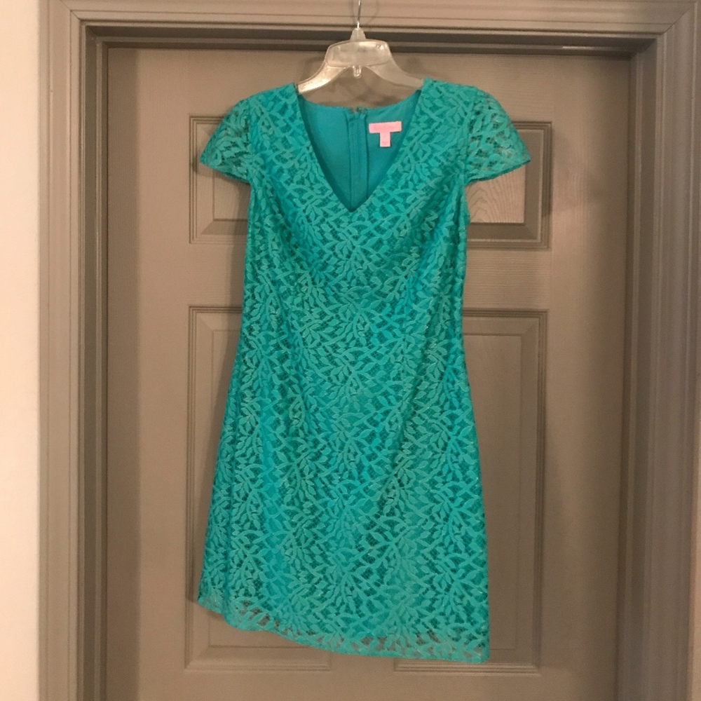 Lilly Pulitzer Green cap sleeve lace dress